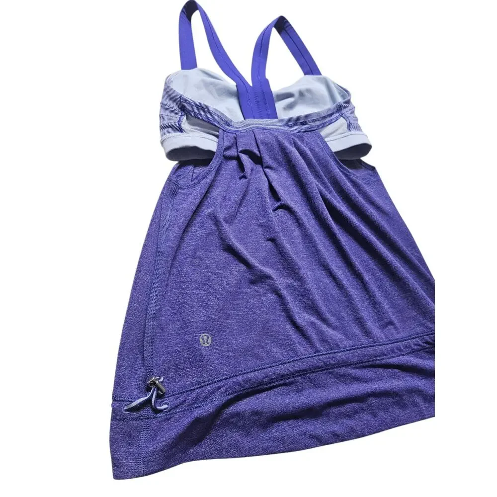 Lululemon Women's Rest Less Tank Top Heathered Bruised Berry Stripes Size 6 - Picture 5 of 8
